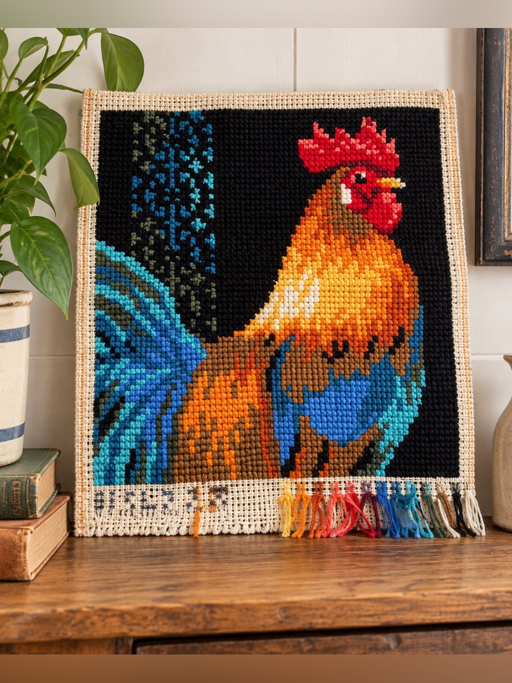 Vintage Rooster Needlepoint Canvas